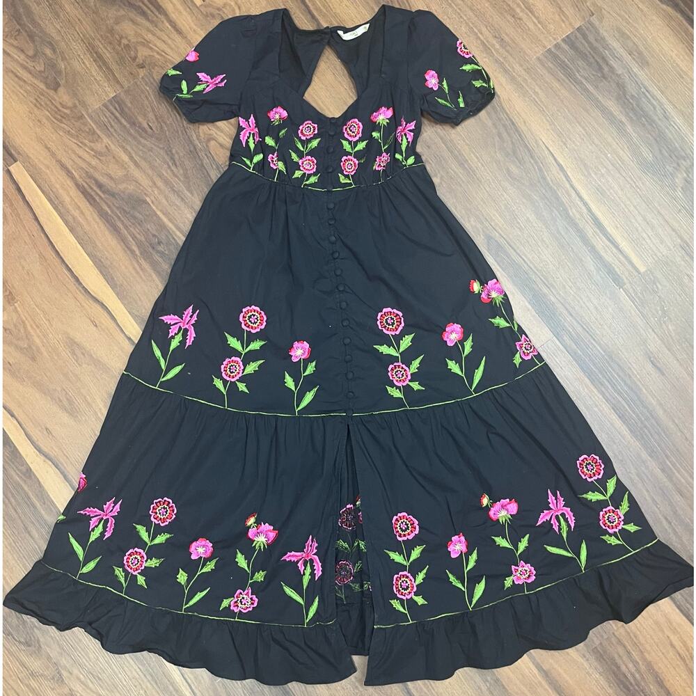 Wayward Fancies eShakti Sz M/L Black Maxi Dress Cottage Dark Fairy Whimsigoth